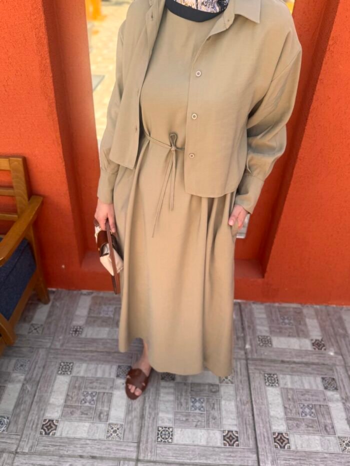 Çağla Yeşili Bella Gömlekli Elbise - Görsel 3