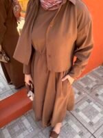 Kahverengi Bella Gömlekli Elbise - Görsel 5