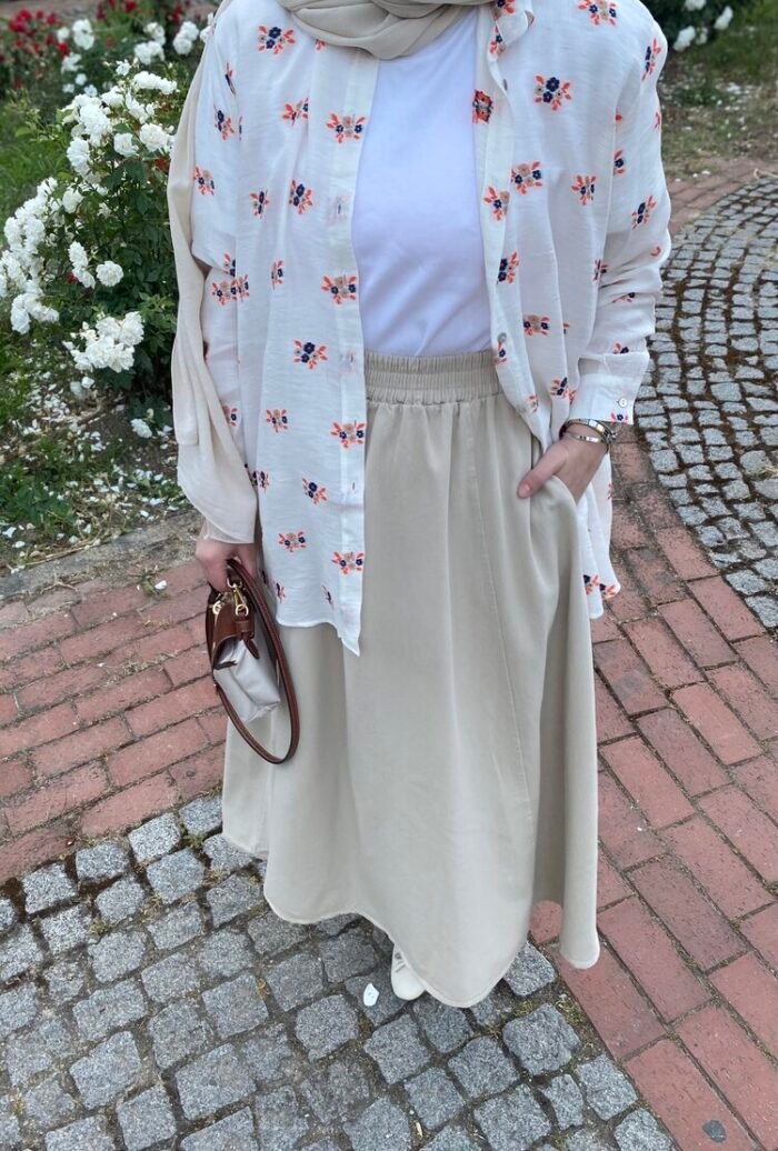 Bej Gabardin Etek