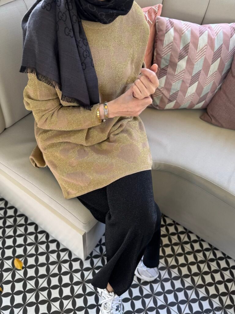 Simli Leopar Triko Tunik