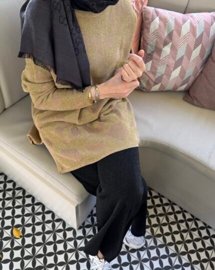 Simli Leopar Triko Tunik