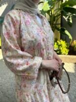 Desenli Uzun Flower Elbise - Görsel 3