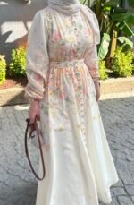 Keten Floral Elbise