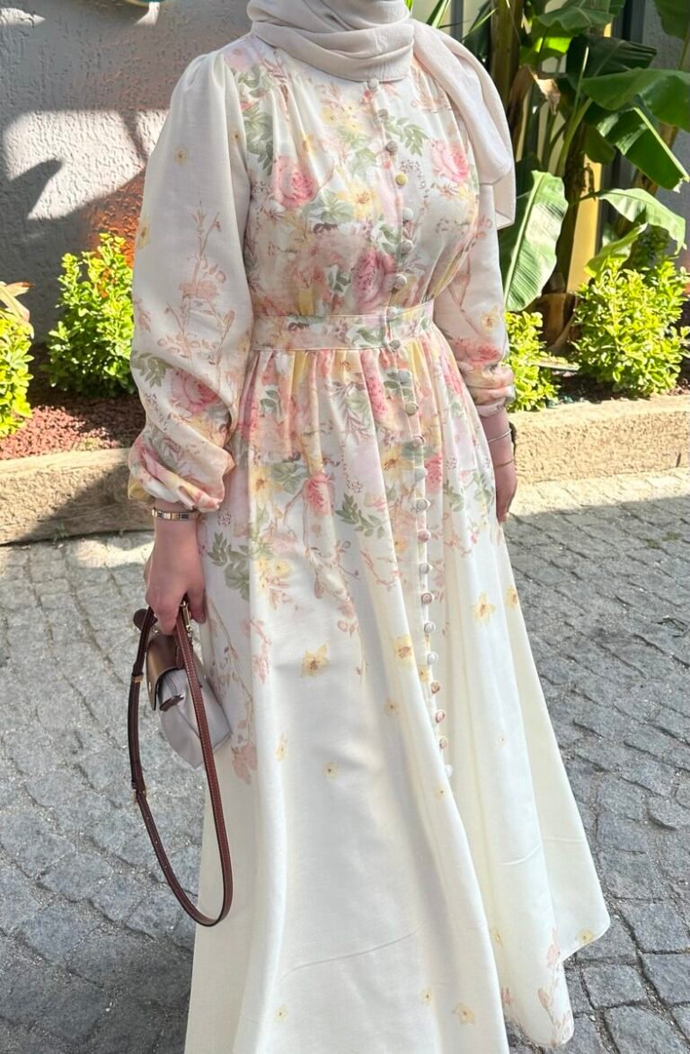 Keten Floral Elbise